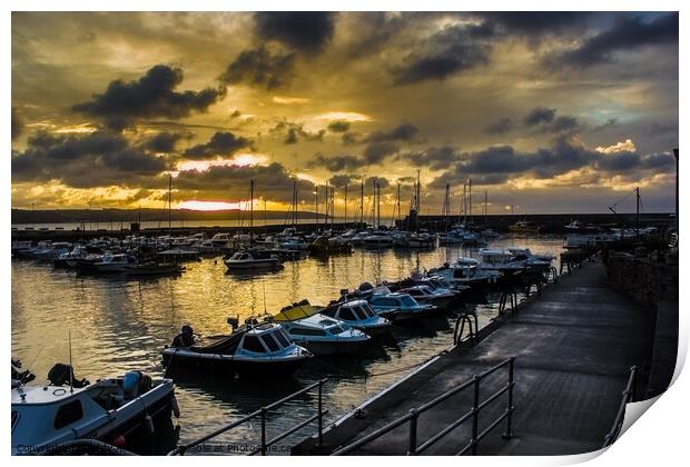 Saundersfoot Harbour - Welcome to the Day Print by Paddy Art