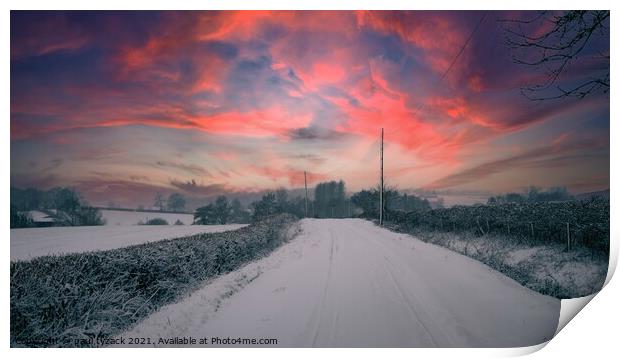 Winter sunset along the lanes Print by Paul Tyzack