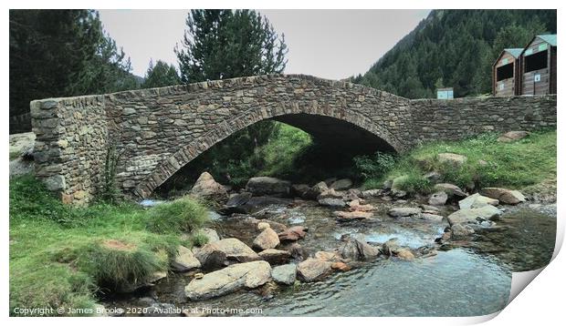 A small bridge over water Print by James Brooks