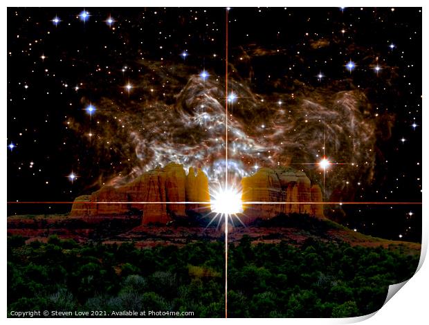 RS Puppis Nebula Setting Behind Cathedral Rock Print by Steven Love