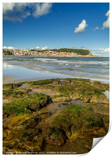 Scarborough South Bay and rockpools Print by Michael Shannon