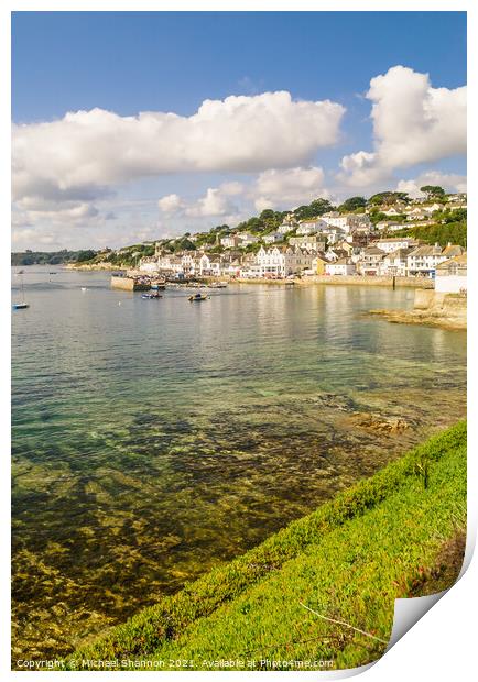The harbour and village - St Mawes, Cornwall Print by Michael Shannon