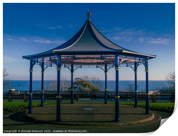 The bandstand in the seaside town of Filey Print by Michael Shannon