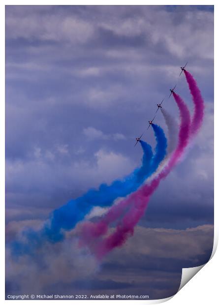 Red Arrow aircraft display team produce a tricolou Print by Michael Shannon
