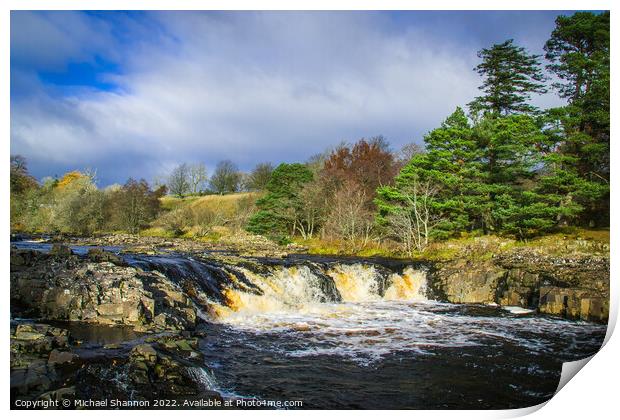 Low Force waterfall on the River Tees in Teesdale Print by Michael Shannon
