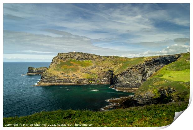 Rugged cliffs viewed from the South West Coast Pat Print by Michael Shannon