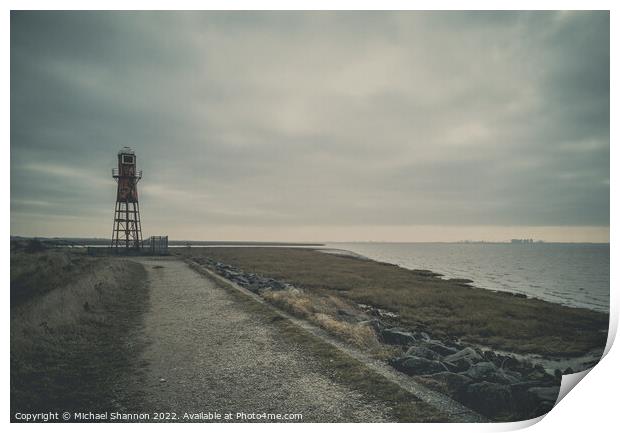 The old lighthouse near Paull on the Humber Estuar Print by Michael Shannon