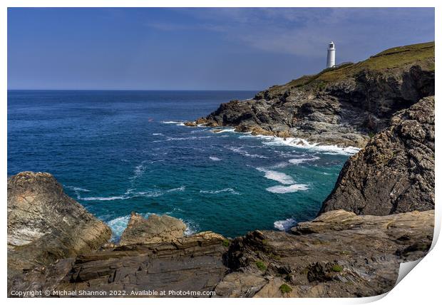 The Lighthouse at Trevose Head in Cornwall. Print by Michael Shannon