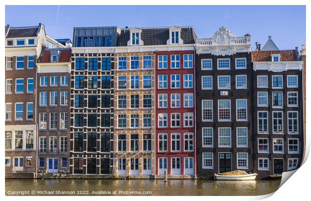 Waterfront buildings in Amsterdam Print by Michael Shannon