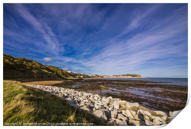 Scarborough South Bay - Photo from the sea defence Print by Michael Shannon