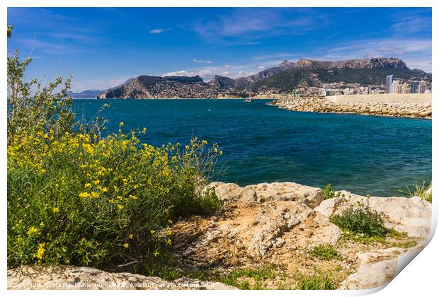 View of Calpe from the Parc Natural del Penyal d'I Print by Michael Shannon