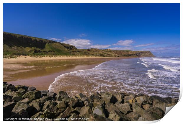 Cattersty Beach View from Skinningrove Pier Print by Michael Shannon