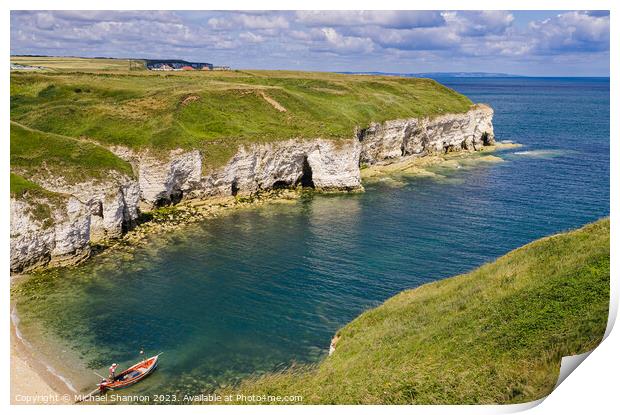 Clifftop view of North Landing on the Flamborough  Print by Michael Shannon