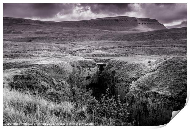 Monochrome Panorama of Yorkshire's Hull Pot Print by Michael Shannon