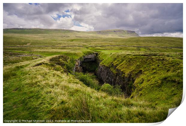 Hull Pot and Penyghent in the Yorkshire Dales Nati Print by Michael Shannon
