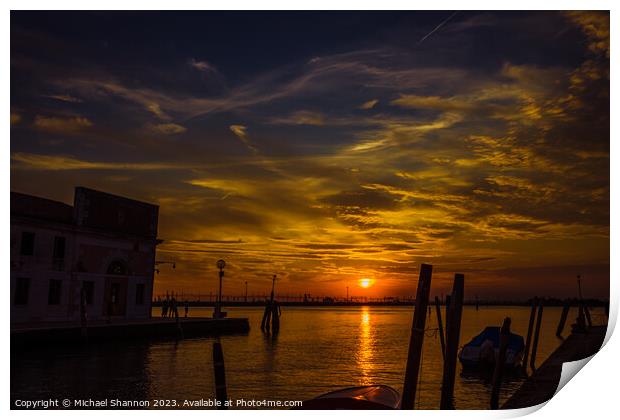 Illuminated Sky in Venice at Sunset  Print by Michael Shannon