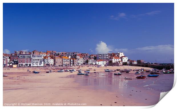 Serene St Ives Harbour Print by Michael Shannon