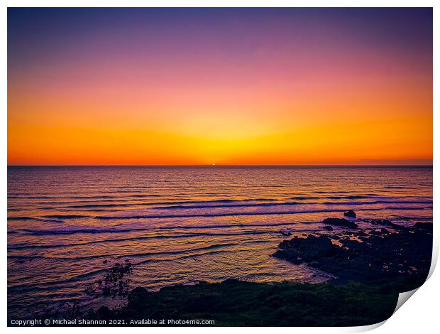 Beach Sunset in Cornwall Print by Michael Shannon