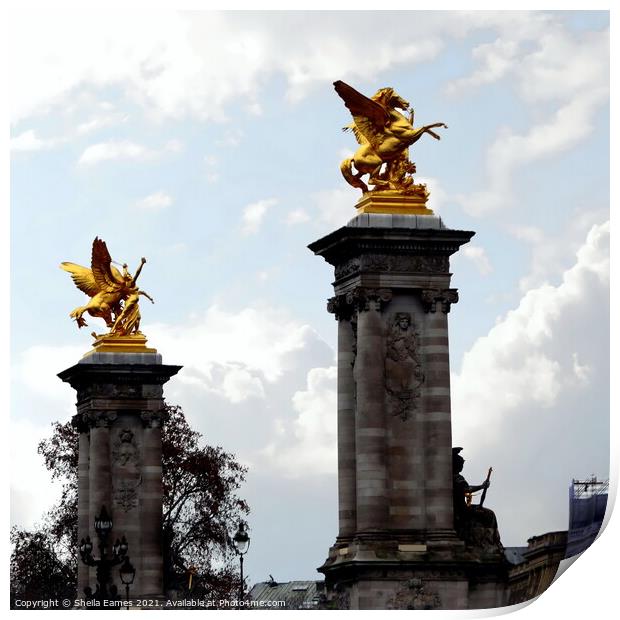 The Golden Statues on Pont Alexandre III  Print by Sheila Eames