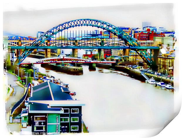 The Tyne Bridges, Port of Tyne, in Abstract Print by Sheila Eames