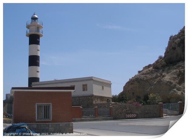 The Lighthouse at Aguilas, Spain Print by Sheila Eames
