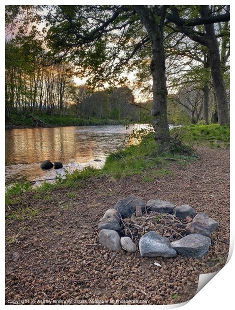 Campfire by the River Print by Ashley Bremner