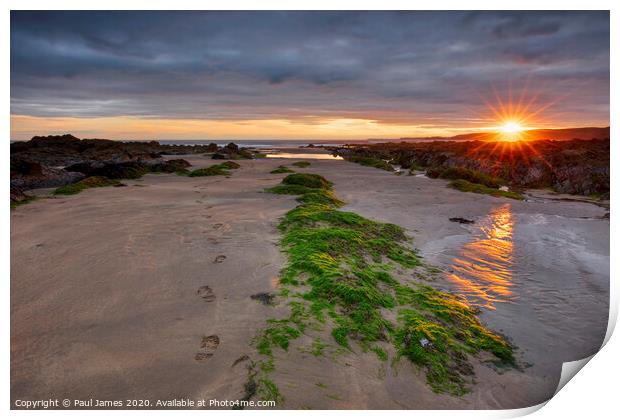 Freshwater West sunset Print by Paul James