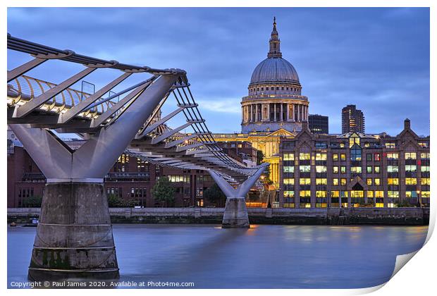 St Paul's Cathedral and the Millennium Bridge Print by Paul James