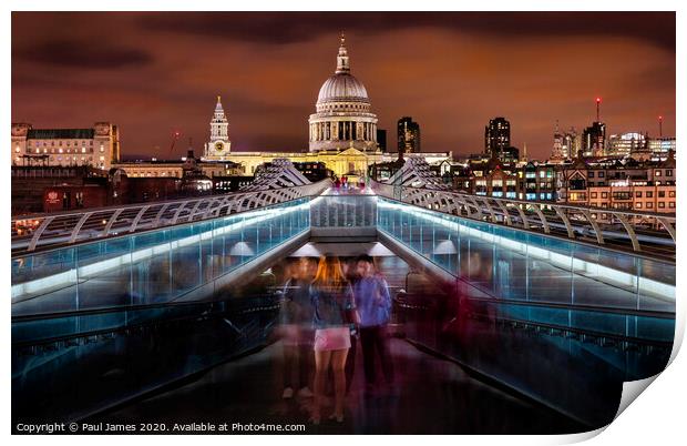 Under the Millennium Bridge, London Print by Paul James