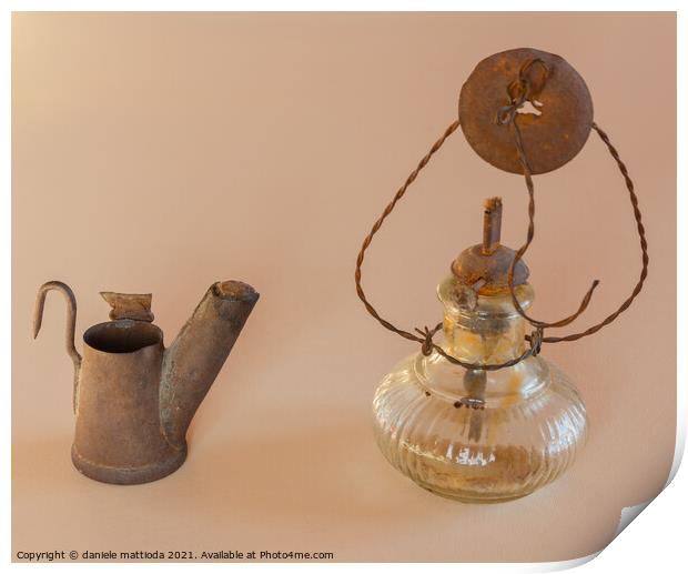 a light and a lamp old Print by daniele mattioda
