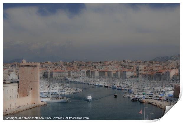 dreamy effect on  view of Marseille and the old po Print by daniele mattioda