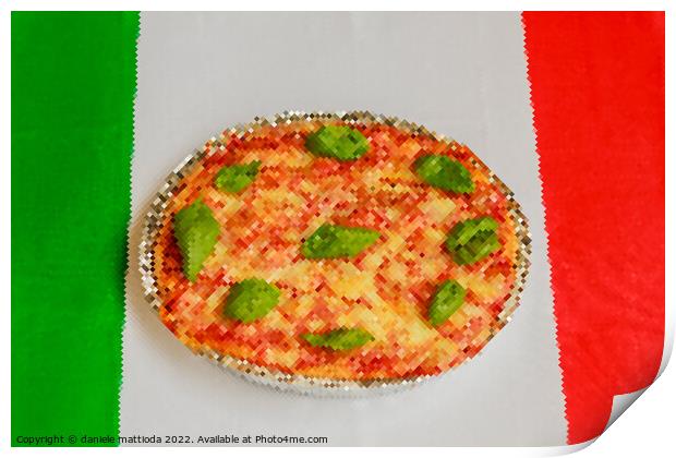 PIXEL ART on italian pizza Print by daniele mattioda