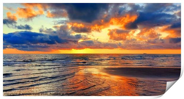 Cleveleys Beach Sunset Print by Michele Davis