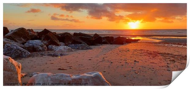 Cleveleys Beach Sunset Print by Michele Davis