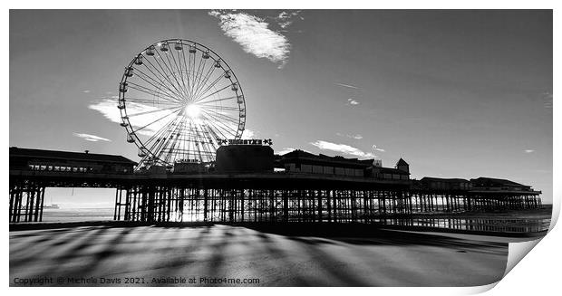 Central Pier Big Wheel, Monochrome Print by Michele Davis