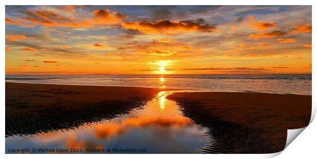 Cleveleys Beach Sunset Print by Michele Davis