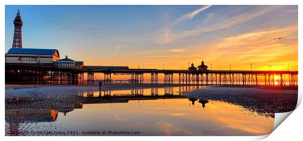 North Pier Sunset Print by Michele Davis