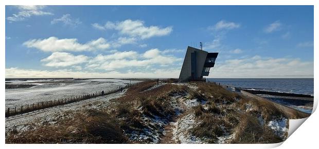 Rossall Point Watch Tower, Snow Print by Michele Davis