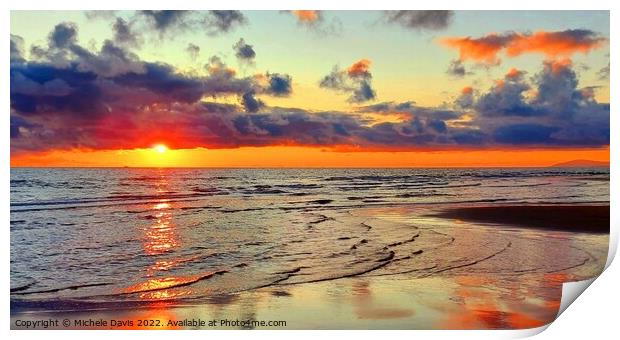 Cleveleys Beach Sunset Print by Michele Davis