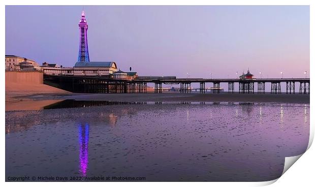 Blackpool Tower, Illuminated Reflections Print by Michele Davis