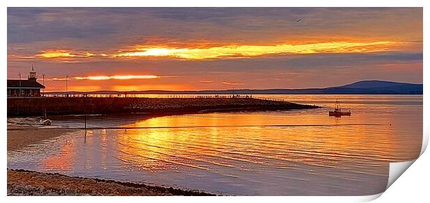 Morecambe Stone Jetty Sunset Print by Michele Davis