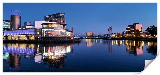 Salford Quays Reflections, Blue Hour Print by Michele Davis