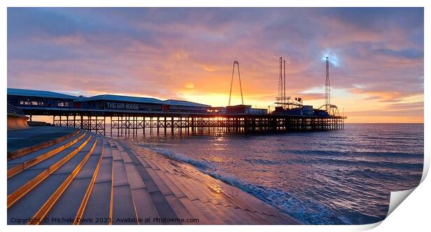 South Pier Sunset Print by Michele Davis