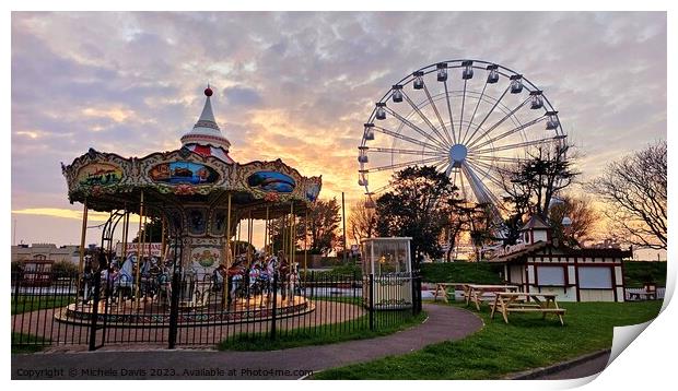 Carousel and Big Wheel Southport Print by Michele Davis