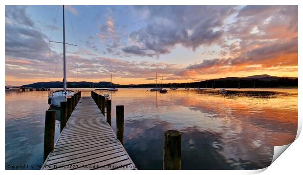 Ambleside Waterhead Sunset Print by Michele Davis