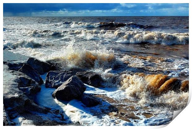 High Tide at Cleveleys beach Print by Michele Davis