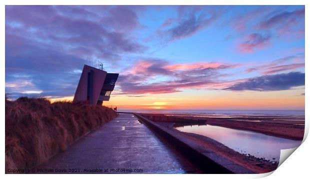 Rossall Point Watch Tower sunset Print by Michele Davis