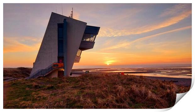 Rossall Point Watch Tower sunset Print by Michele Davis