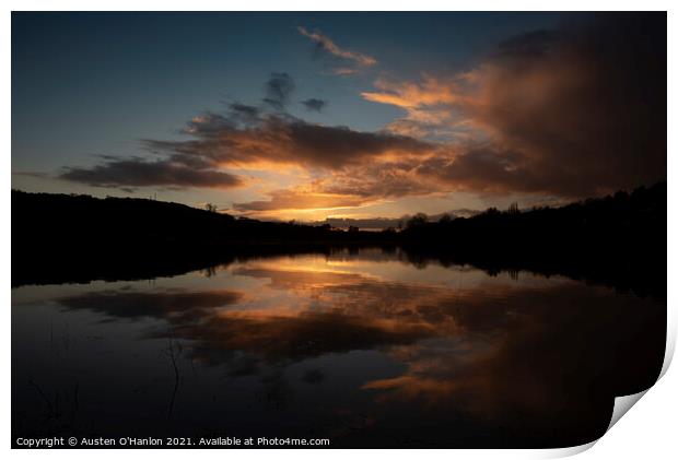 Sunset on Bathampton meadows Print by Austen O'Hanlon