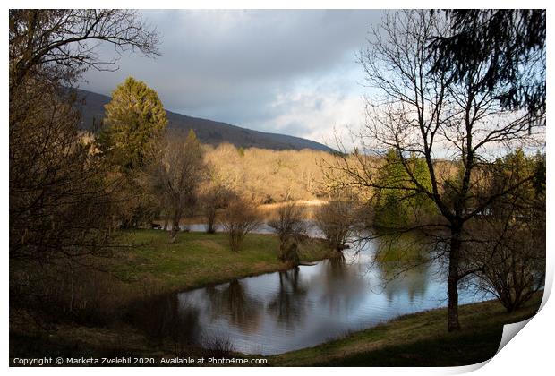 A beautiful lake and mountain landscape Print by Marketa Zvelebil